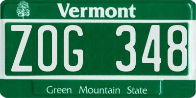 VT license plate ZOG348