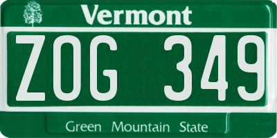 VT license plate ZOG349