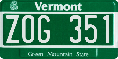 VT license plate ZOG351