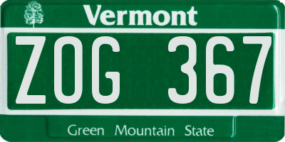 VT license plate ZOG367