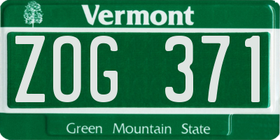 VT license plate ZOG371