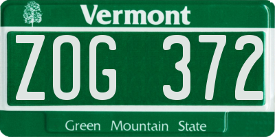 VT license plate ZOG372