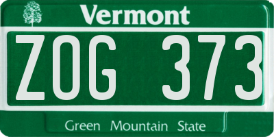 VT license plate ZOG373