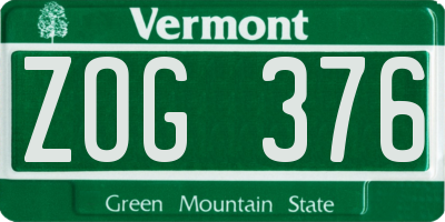 VT license plate ZOG376