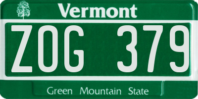 VT license plate ZOG379