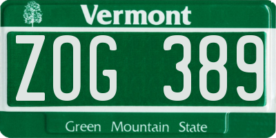 VT license plate ZOG389