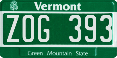 VT license plate ZOG393