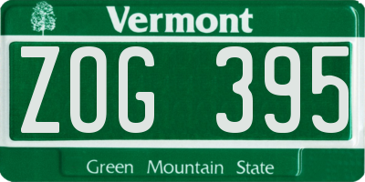 VT license plate ZOG395