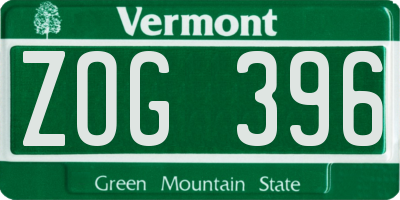 VT license plate ZOG396