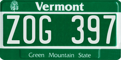 VT license plate ZOG397