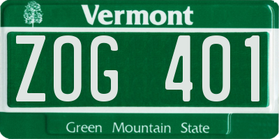 VT license plate ZOG401