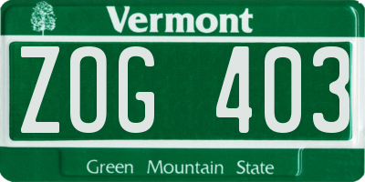 VT license plate ZOG403