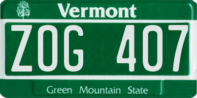 VT license plate ZOG407