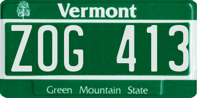 VT license plate ZOG413