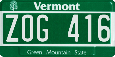 VT license plate ZOG416