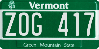 VT license plate ZOG417