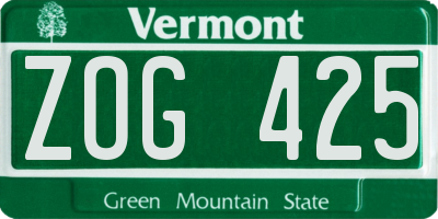 VT license plate ZOG425