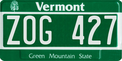 VT license plate ZOG427