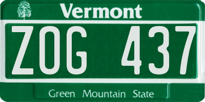 VT license plate ZOG437