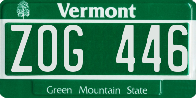 VT license plate ZOG446