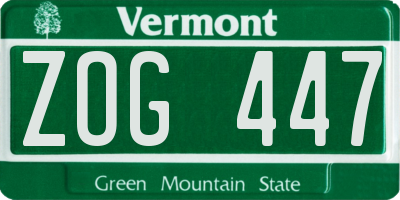 VT license plate ZOG447