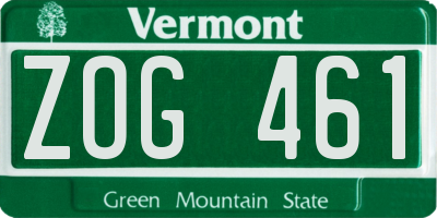 VT license plate ZOG461