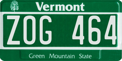 VT license plate ZOG464