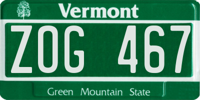 VT license plate ZOG467
