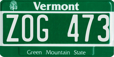 VT license plate ZOG473