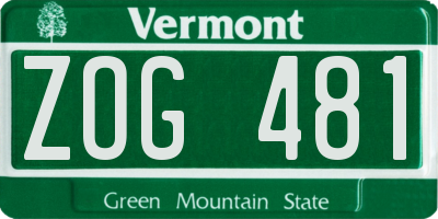 VT license plate ZOG481