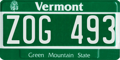 VT license plate ZOG493