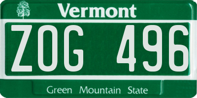 VT license plate ZOG496