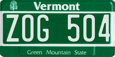 VT license plate ZOG504