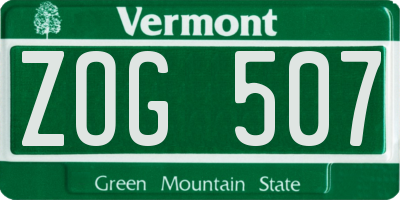 VT license plate ZOG507