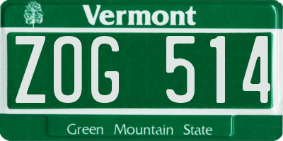 VT license plate ZOG514