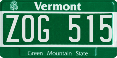 VT license plate ZOG515