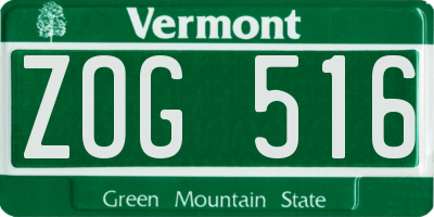 VT license plate ZOG516