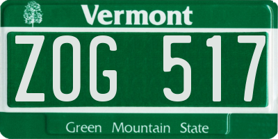 VT license plate ZOG517
