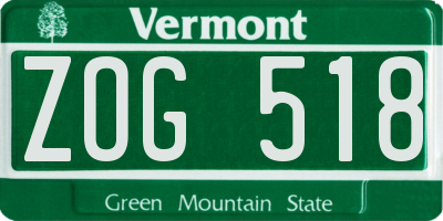 VT license plate ZOG518