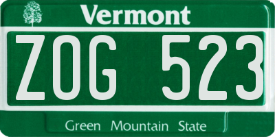 VT license plate ZOG523