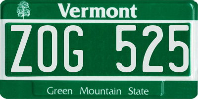 VT license plate ZOG525