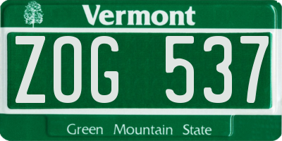 VT license plate ZOG537