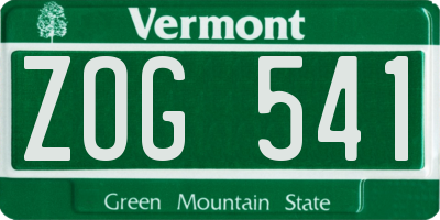 VT license plate ZOG541