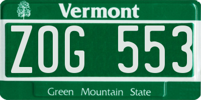 VT license plate ZOG553