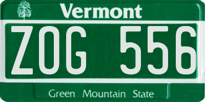 VT license plate ZOG556