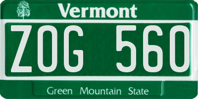 VT license plate ZOG560