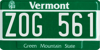 VT license plate ZOG561