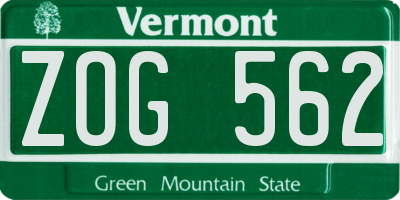VT license plate ZOG562