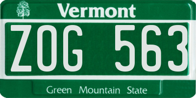 VT license plate ZOG563