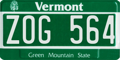 VT license plate ZOG564